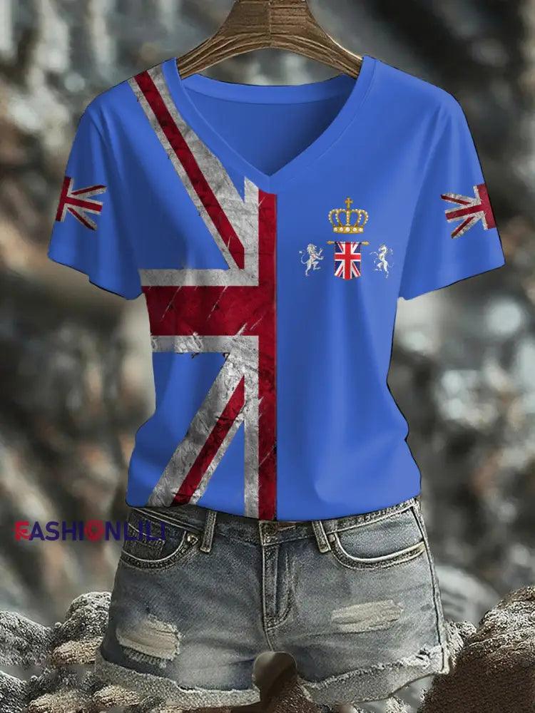 Women’s UK Flag Printed T-shirt Blue / S