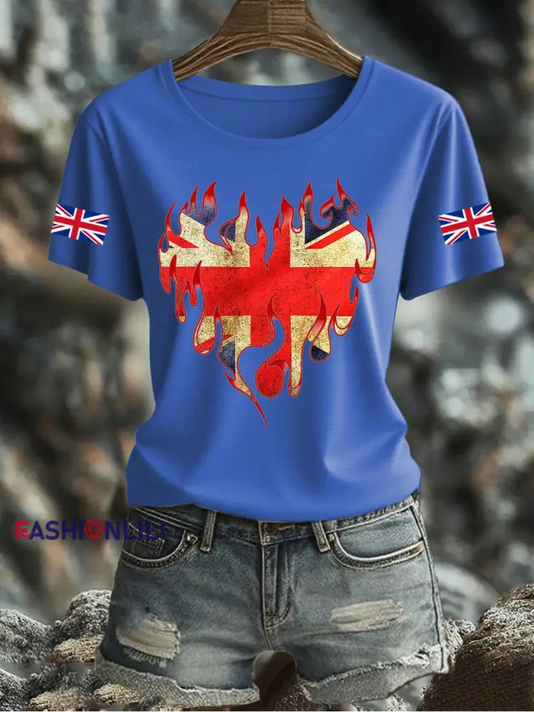 Women’s UK Flag Printed T-shirt Blue / S
