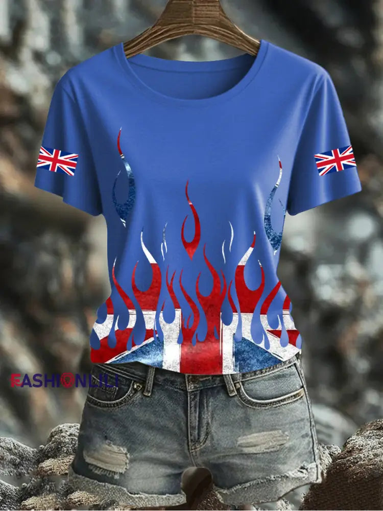 Women’s UK Flag Printed T-shirt Blue / S