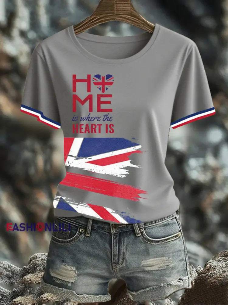 Women’s UK Flag Printed T-shirt Gray / S