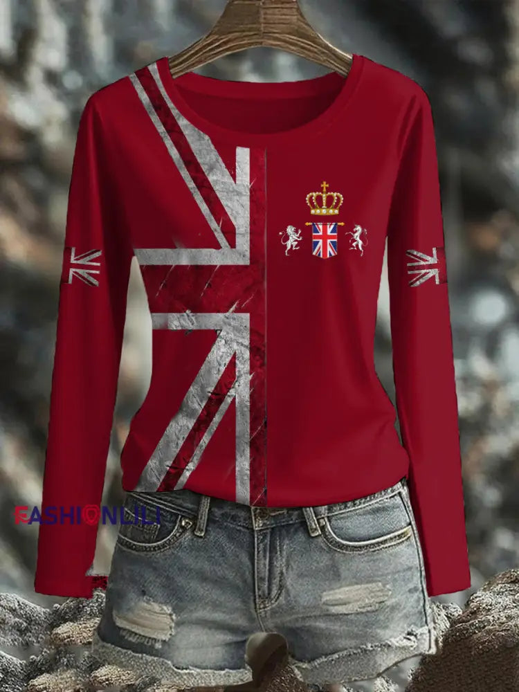 Women’s UK Flag Printed T-shirt Red / S