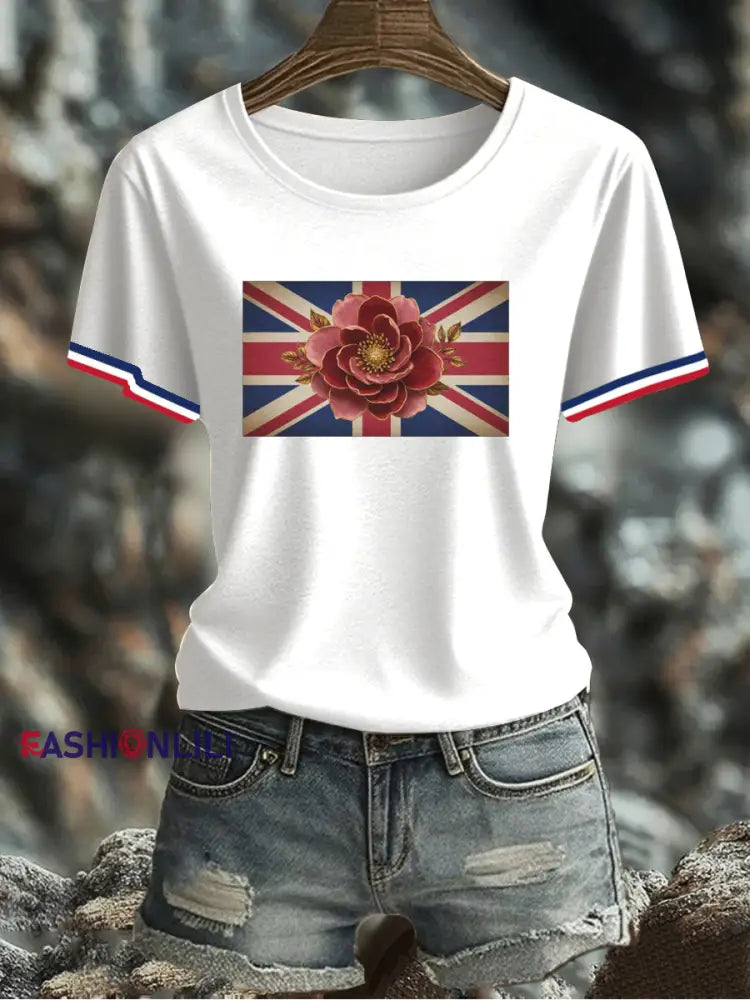 Women’s UK Flag Printed T-shirt White / S