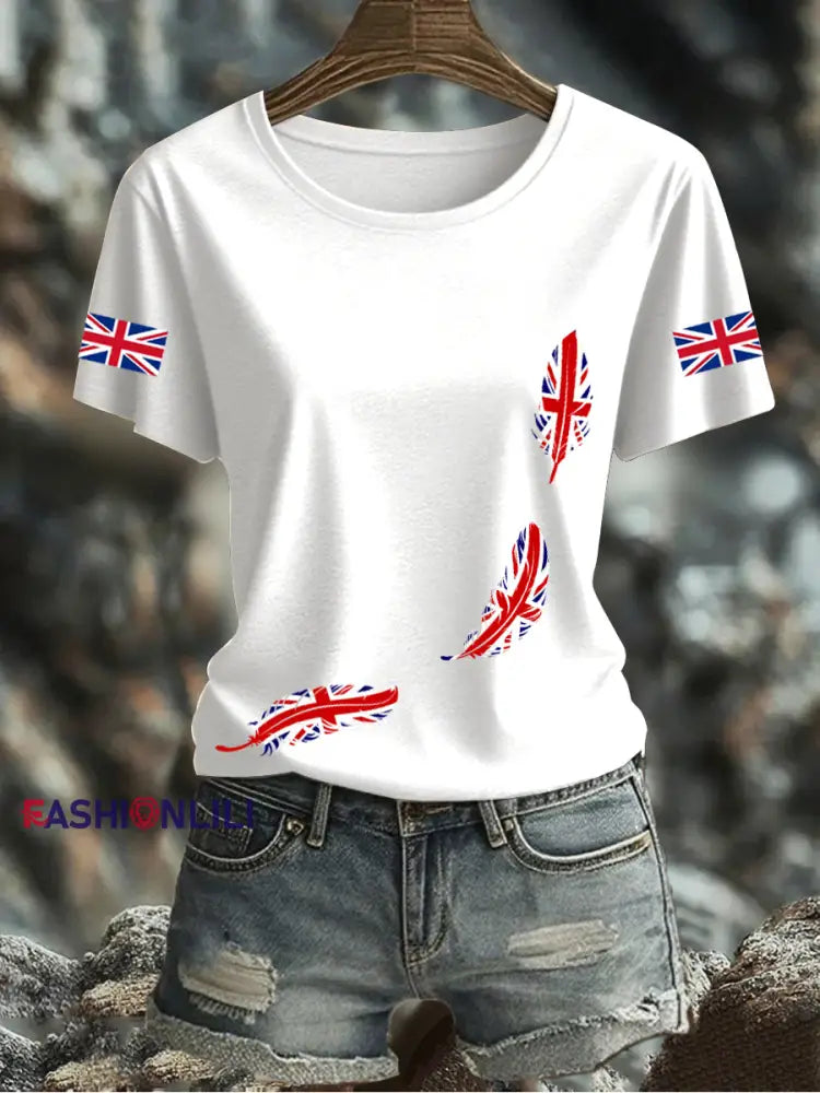 Women’s UK Flag Printed T-shirt White / S