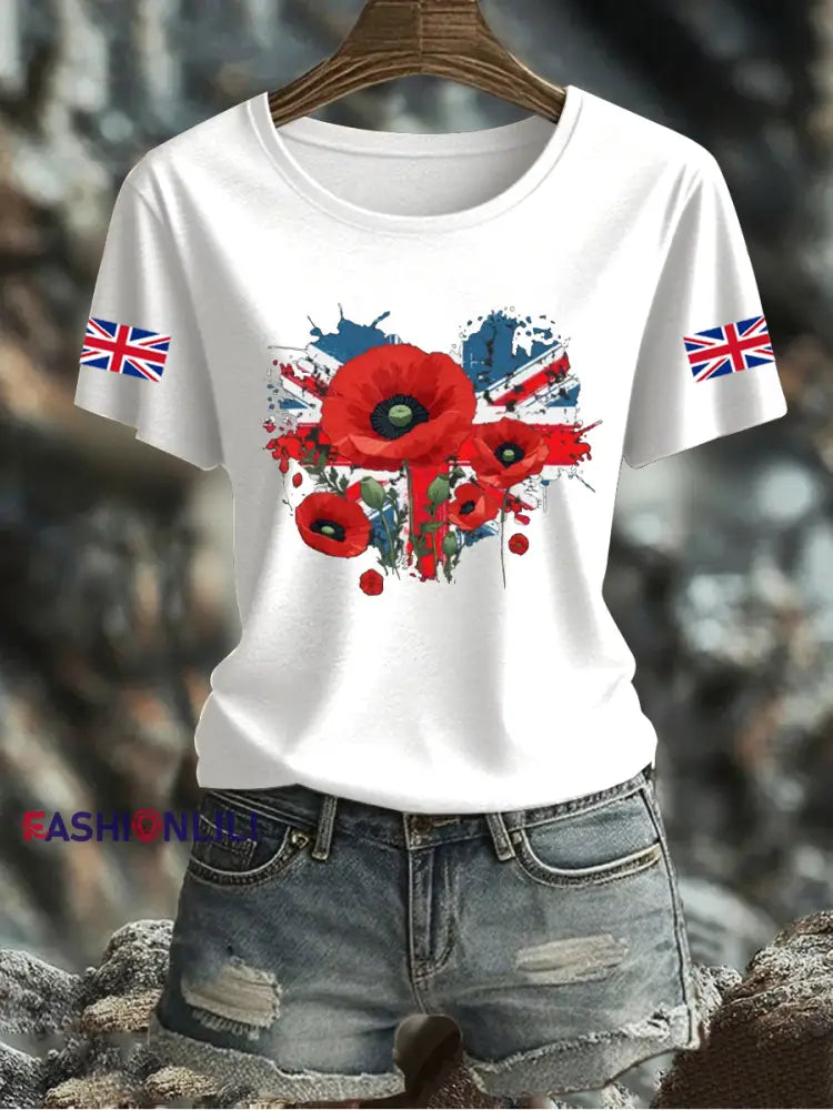 Women’s UK Flag Printed T-shirt White / S