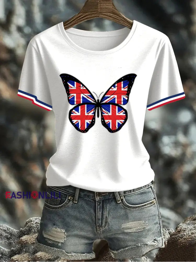 Women’s UK Flag Printed T-shirt White / S