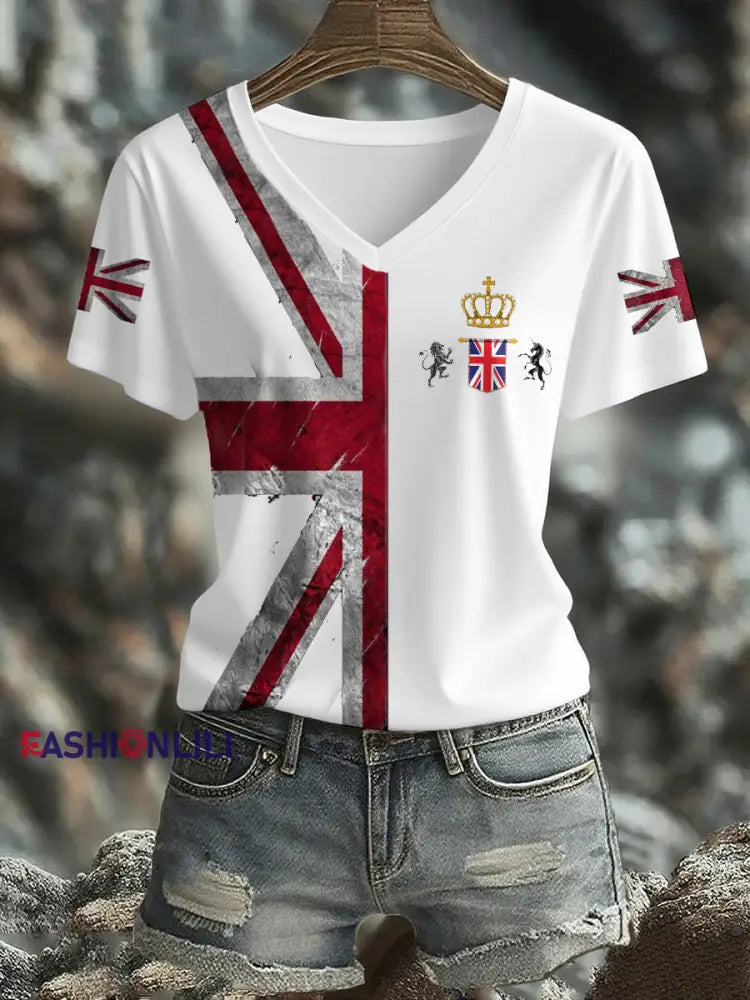Women’s UK Flag Printed T-shirt White / S