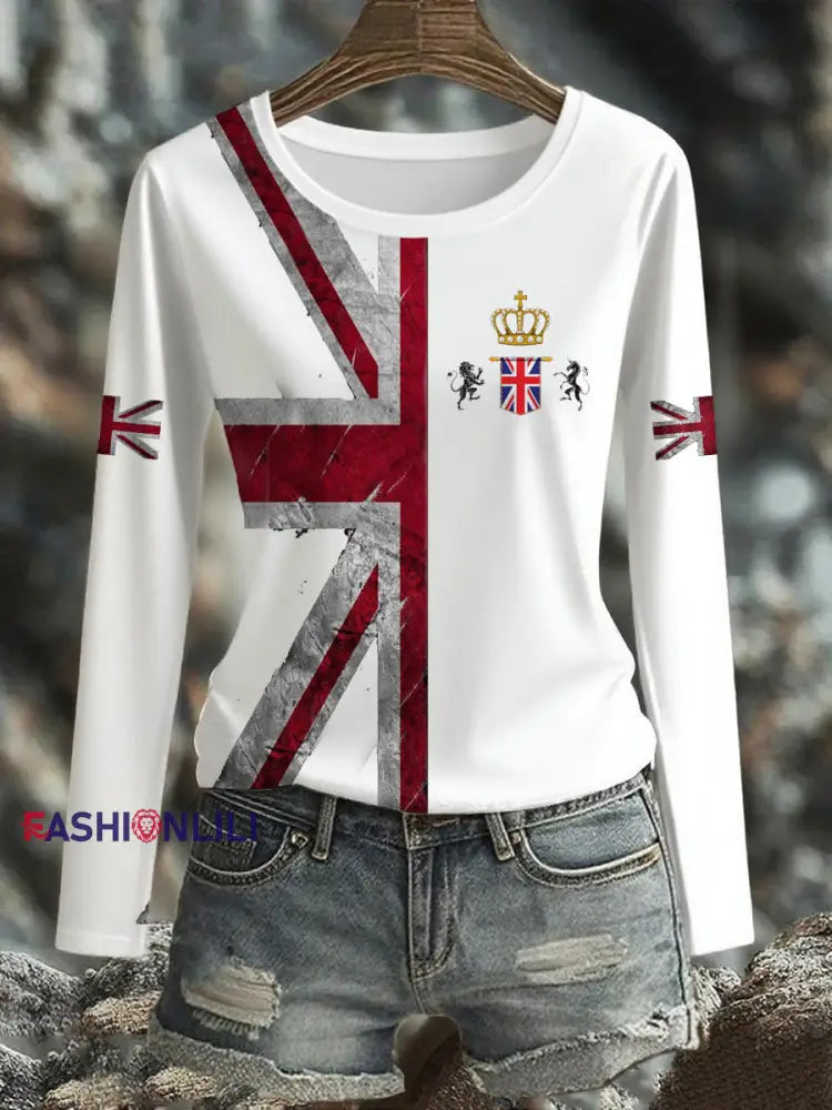 Women’s UK Flag Printed T-shirt White / S