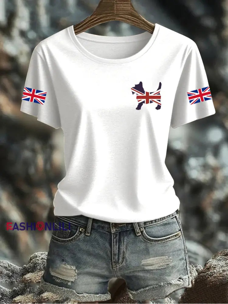 Women’s UK Flag Printed T-shirt White / S