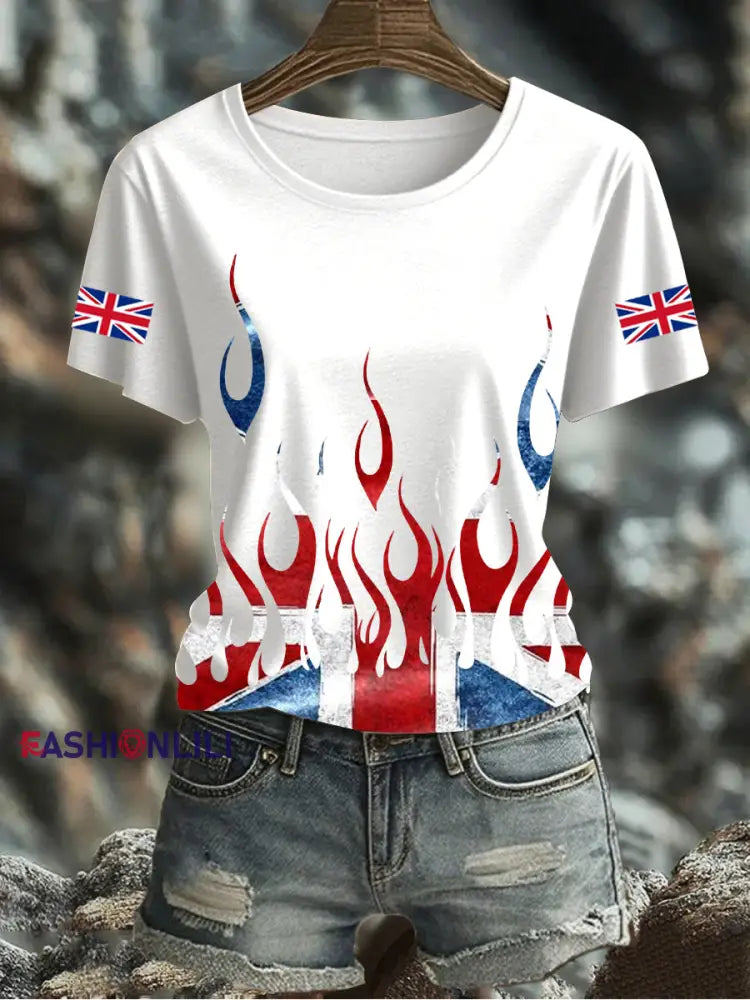 Women’s UK Flag Printed T-shirt White / S