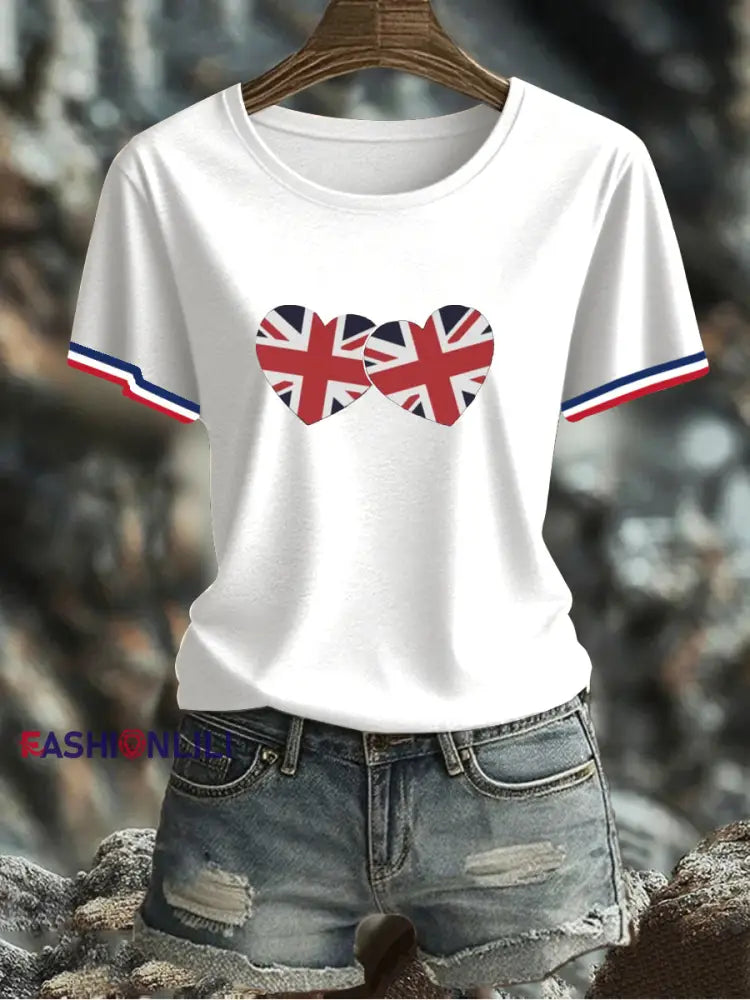 Women’s UK Flag Printed T-shirt White / S