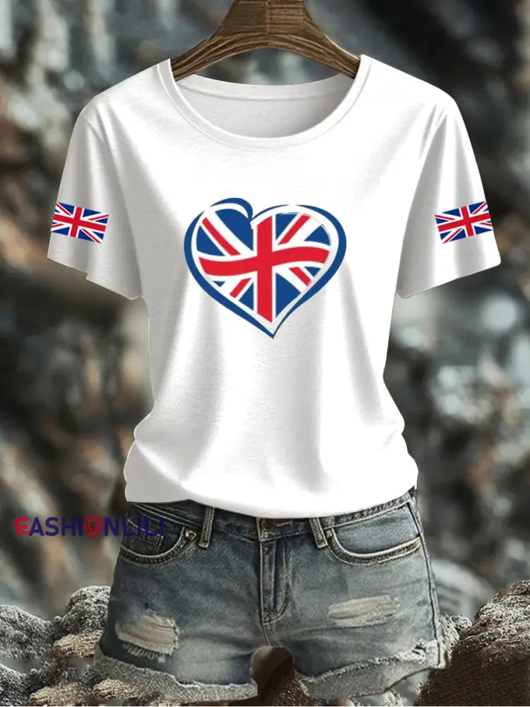 Women’s UK Flag Printed T-shirt White / S