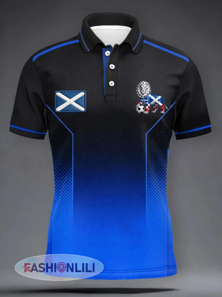 Women’s UK Football Lover Scotland Printed three buttons short sleeve - As picture / S