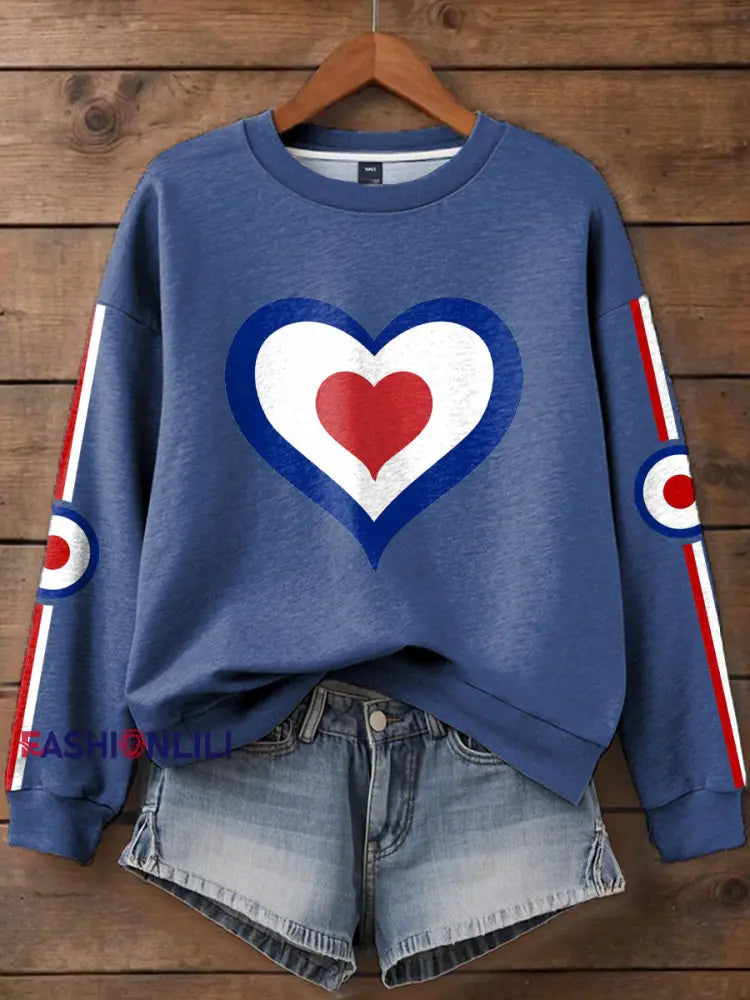 Women’s UK Mod Music Lover Printed Sweatshirt Blue / S