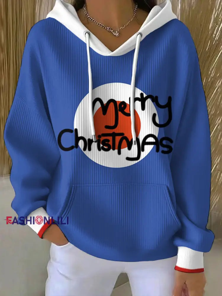 Women’s UK Mods Music Lover Christmas Printed Hoodie Royal Blue / S
