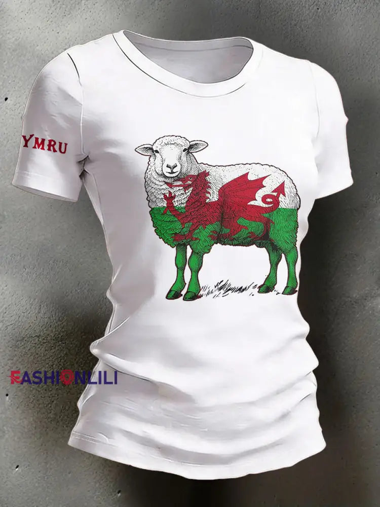 Women’s Wales Welsh Rugby Lover Printed T-shirt White / S