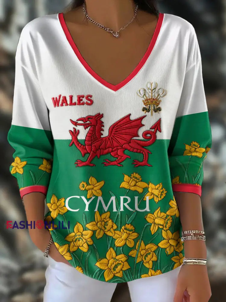 Women’s Welsh Rugby Lover Printed Tops As picture / S