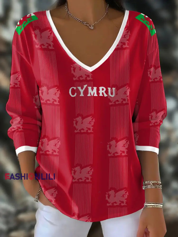 Women’s Welsh Rugby Lover Printed Tops Red / S