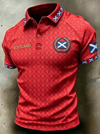 Men's Scotland Printed three buttons shoulder sleeve