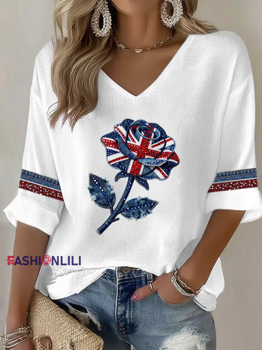 British style imitation denim rhinestone hot-drill White / S