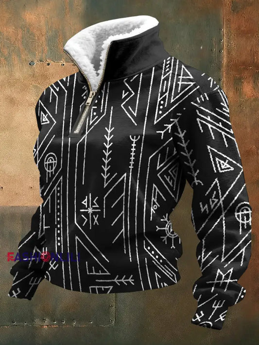 Kvinnor Vintage Viking Tryck Casual Sweatshirt As picture / S