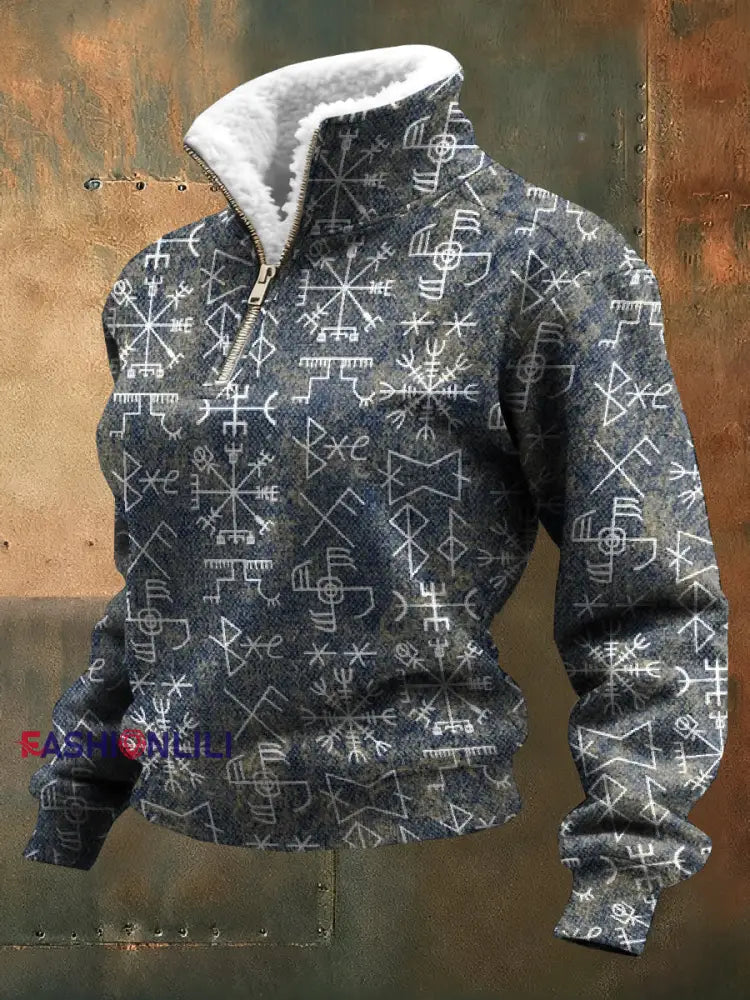 Kvinnor Vintage Viking Tryck Casual Sweatshirt As picture / S