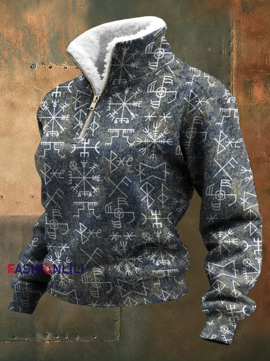 Kvinnor Vintage Viking Tryck Casual Sweatshirt As picture / S