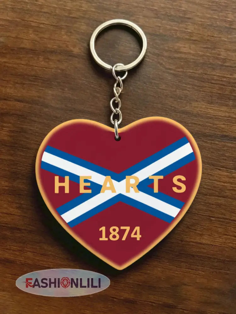 Maroon Hearts Football Lover Printed Keychain - Deep Red / ONE