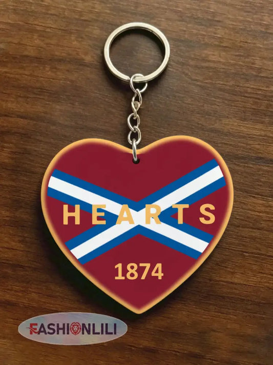 Maroon Hearts Football Lover Printed Keychain - Deep Red / ONE