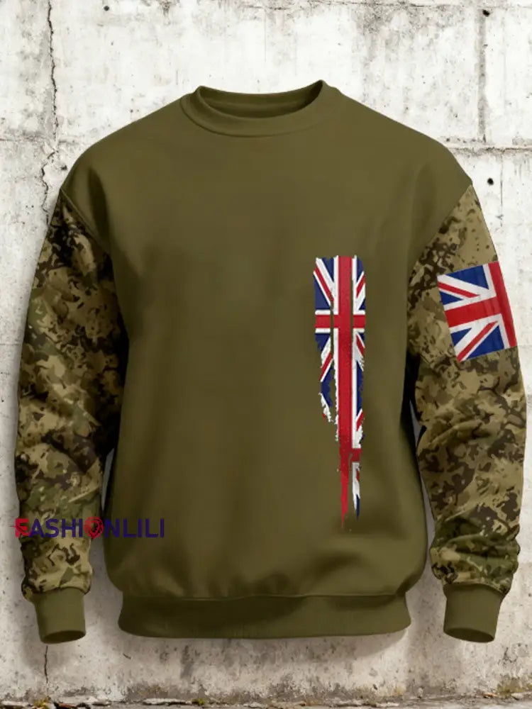Men’s 11th November Remembrance Day Crew Neck Sweatshirt Army Green / S