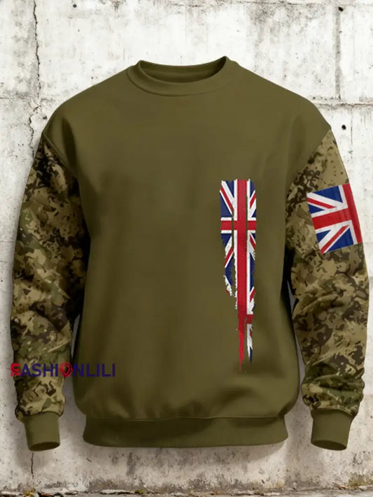 Men’s 11th November Remembrance Day Crew Neck Sweatshirt Army Green / S