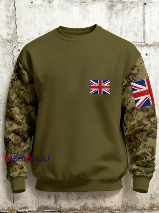 Men’s 11th November Remembrance Day Crew Neck Sweatshirt Army Green / S