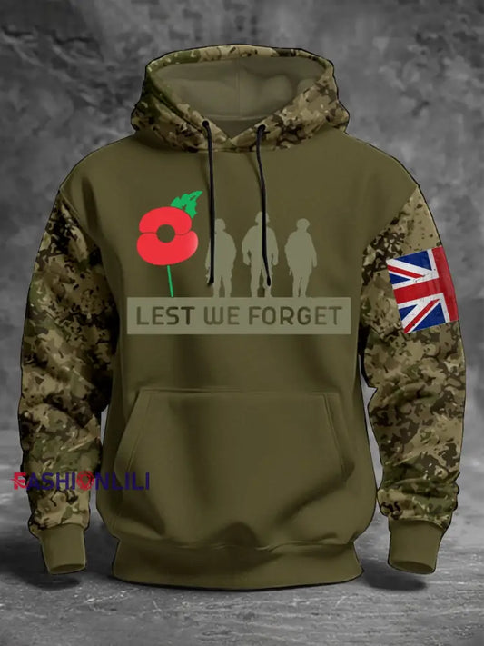 Men’s 11th November Remembrance Day LEST WE’S FORGET Poppy Remembrance Hoodie
