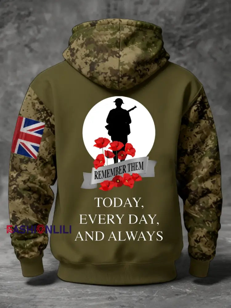 Men’s 11th November Remembrance Day LEST WE’S FORGET Poppy Remembrance Hoodie