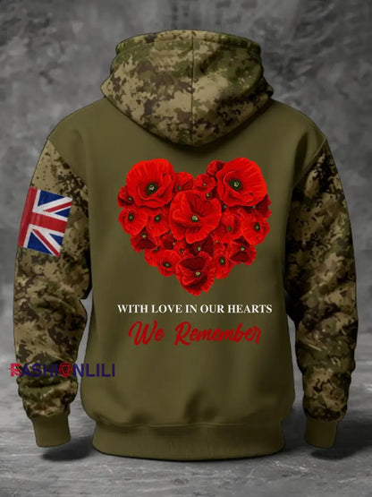 Men’s 11th November Remembrance Day LEST WE’S FORGET Poppy Remembrance Hoodie