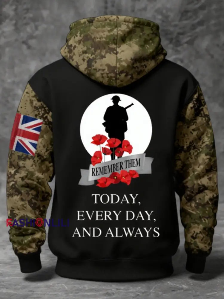 Men’s 11th November Remembrance Day LEST WE’S FORGET Poppy Remembrance Hoodie