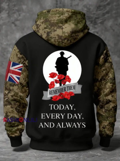 Men’s 11th November Remembrance Day LEST WE’S FORGET Poppy Remembrance Hoodie