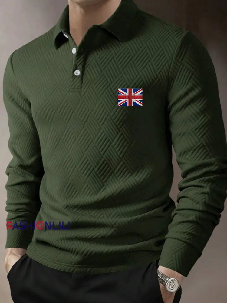 Men’s 3D Textured Business Casual Top Army Green / S