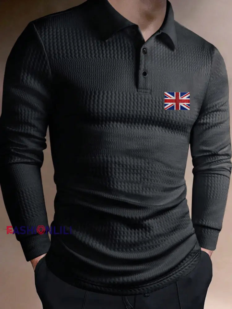 Men’s 3D Textured Business Casual Top Black / S