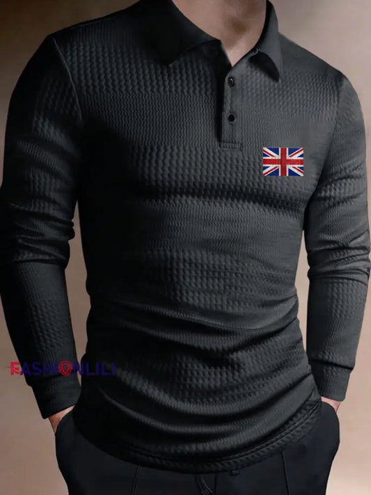 Men’s 3D Textured Business Casual Top Black / S