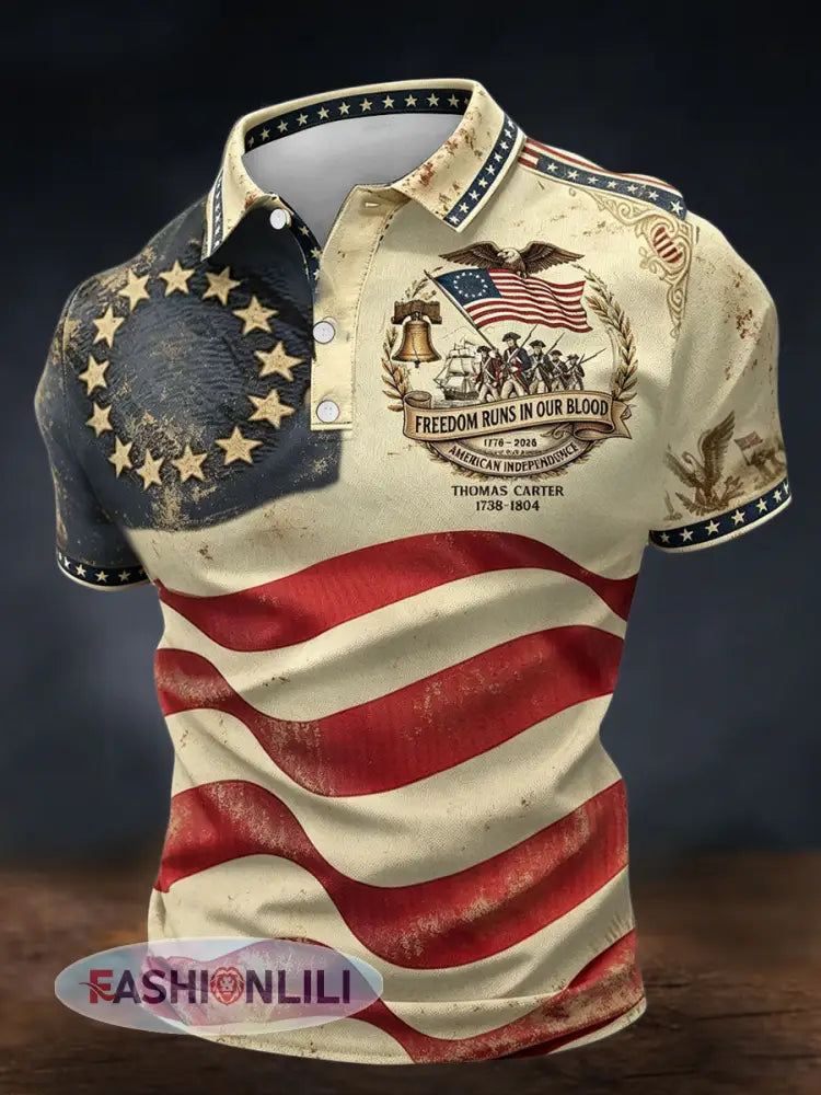 Men’s 4th of July Descendant of Patroit Print Casual Tops - As picture / S