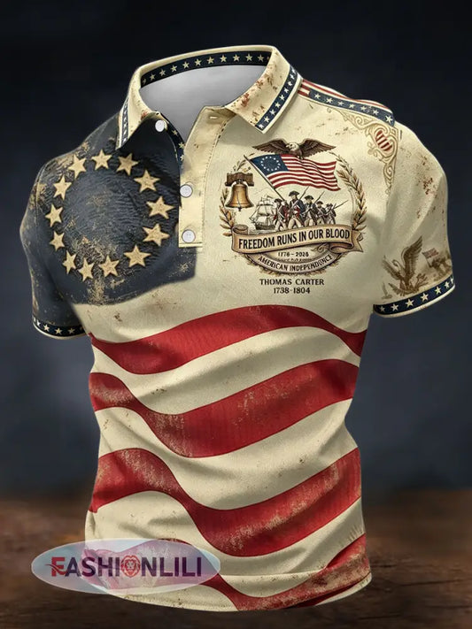 Men’s 4th of July Descendant of Patroit Print Casual Tops - As picture / S