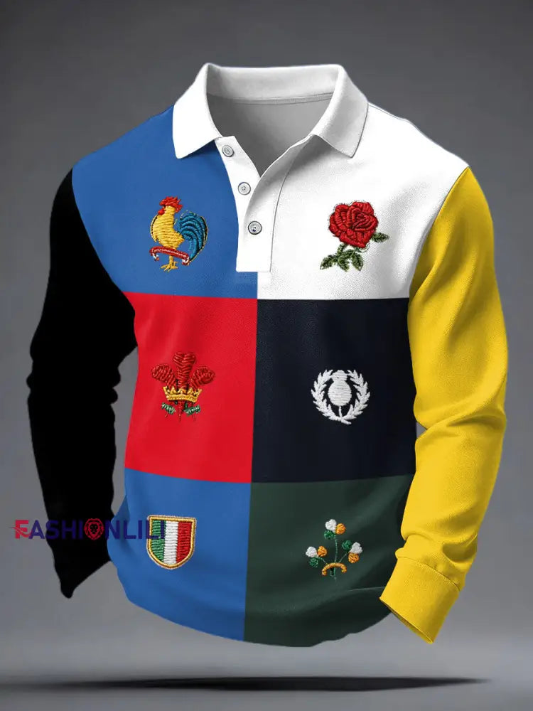 Men’s 6 Nations Rugby Art Printed Casual Tops As picture / S