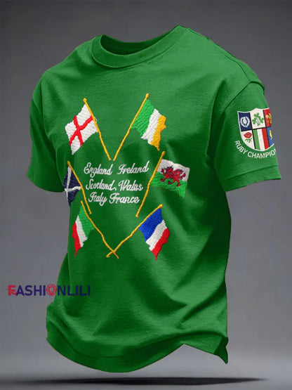 Men’s 6 Nations Rugby Art Printed T-shirt Green / S