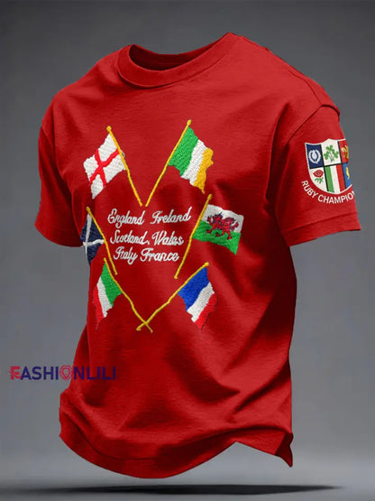 Men’s 6 Nations Rugby Art Printed T-shirt Pure Red / S