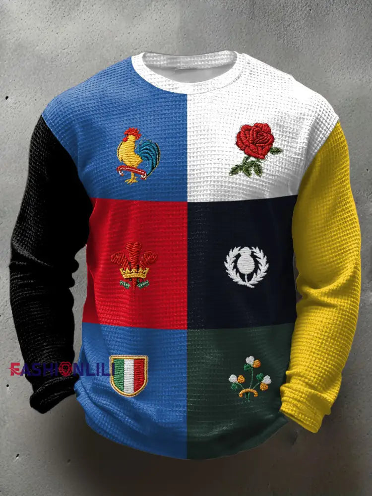 Men’s 6 Nations Rugby Art Printed Waffle Tops As picture / S