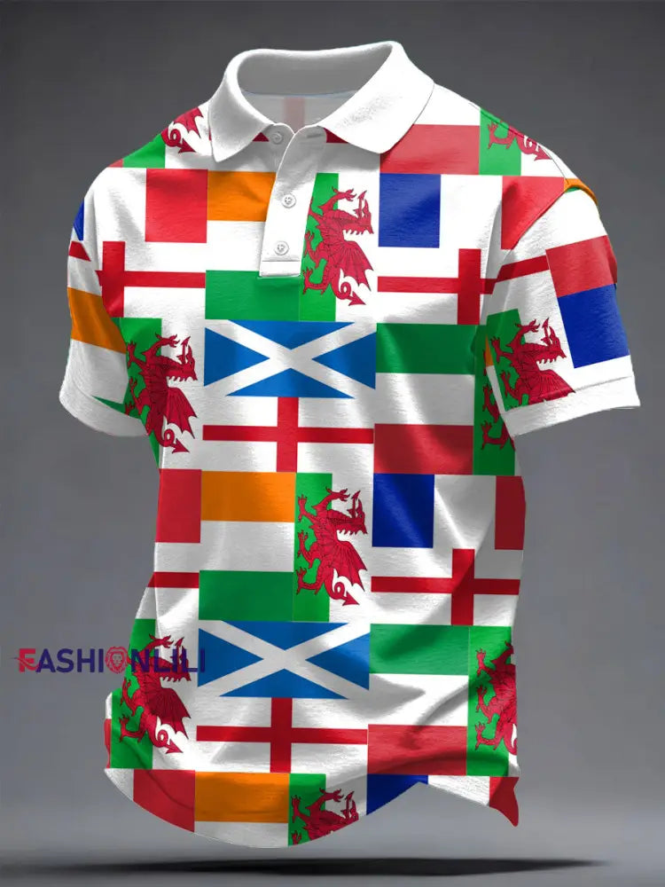 Men’s 6 Nations Rugby Lover Printed Casual Tops As picture / S