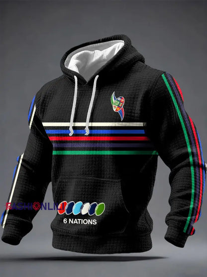 Men’s 6 Nations Rugby Lover Printed Hoodie Black / S