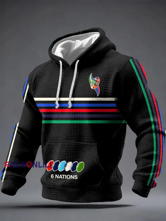 Men’s 6 Nations Rugby Lover Printed Hoodie Black / S