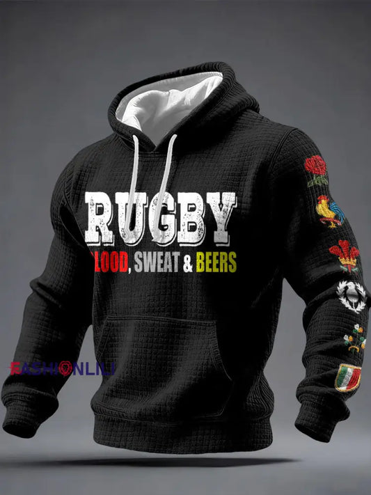 Men’s 6 Nations Rugby Lover Printed Hoodie Black / S