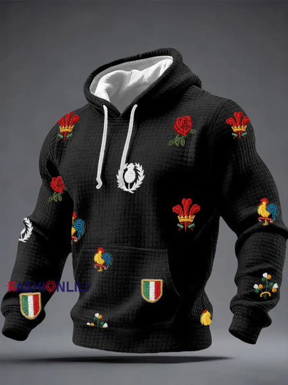 Men’s 6 Nations Rugby Lover Printed Hoodie Black / S